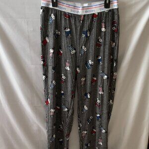 PEANUTS Snoopy Sweater Weather Velour Lounge Pants in Dark Grey Sz LARGE